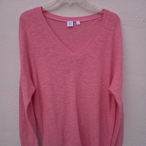 Pink 100% Cotton V Neck Sweater Size XL Eco Friendly Balletcore Spring - Picture 2 of 16